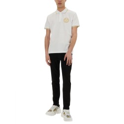 COTTON POLO SHIRT WITH V-EMBLEM