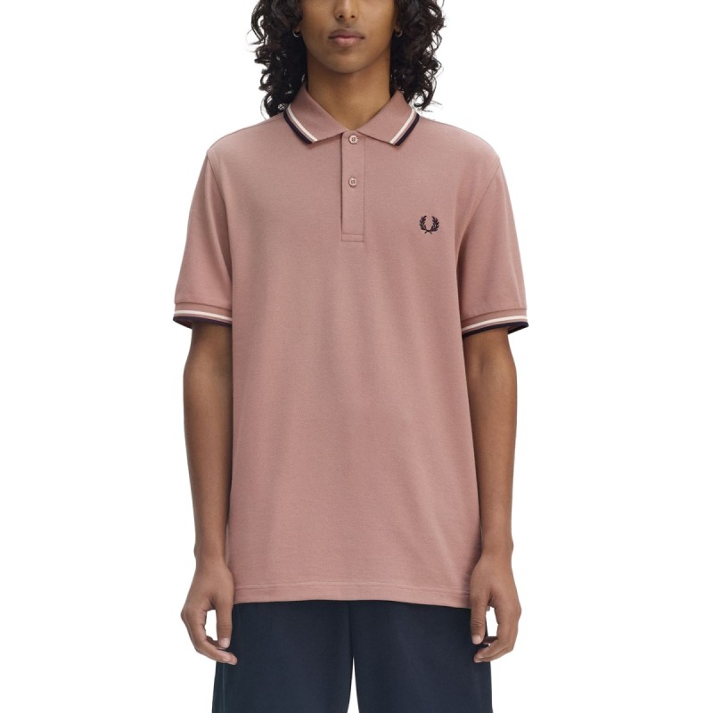 COTTON PIQUE POLO SHIRT WITH DOUBLE STRIPE