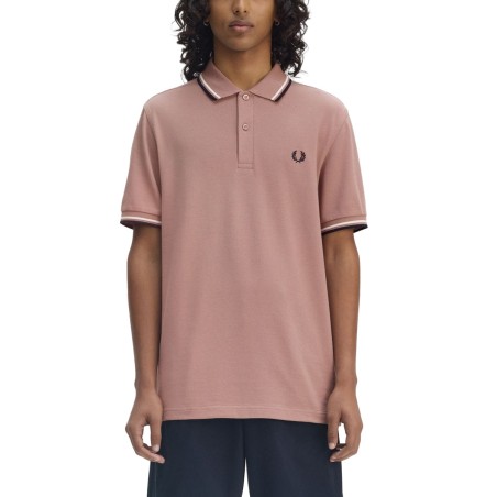 COTTON PIQUE POLO SHIRT WITH DOUBLE STRIPE