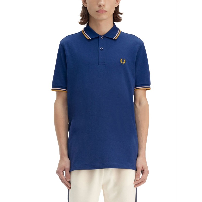 COTTON PIQUE POLO SHIRT WITH DOUBLE STRIPE