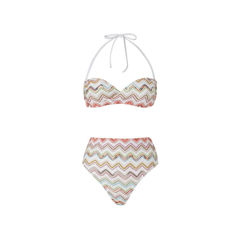 NYLON STRETCH ZIG ZAG LAMÉ BIKINI