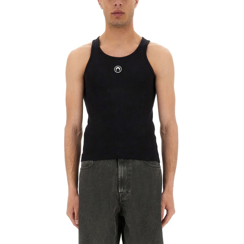 RIBBED TANK TOP WITH MOON LOGO