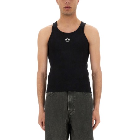 RIBBED TANK TOP WITH MOON LOGO