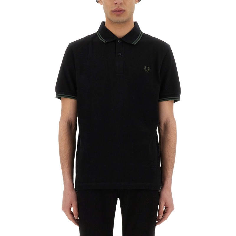 COTTON PIQUE POLO SHIRT WITH DOUBLE STRIPE