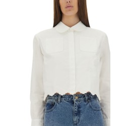 SHORT SCALLOPED POPLIN SHIRT