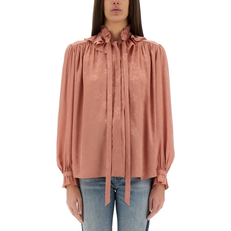 FLUID SILK JACQUARD BLOUSE