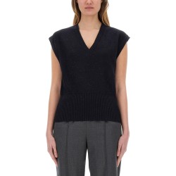 COTTON AND LINEN VEST WITH SEQUINS