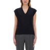 COTTON AND LINEN VEST WITH SEQUINS