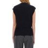 COTTON AND LINEN VEST WITH SEQUINS