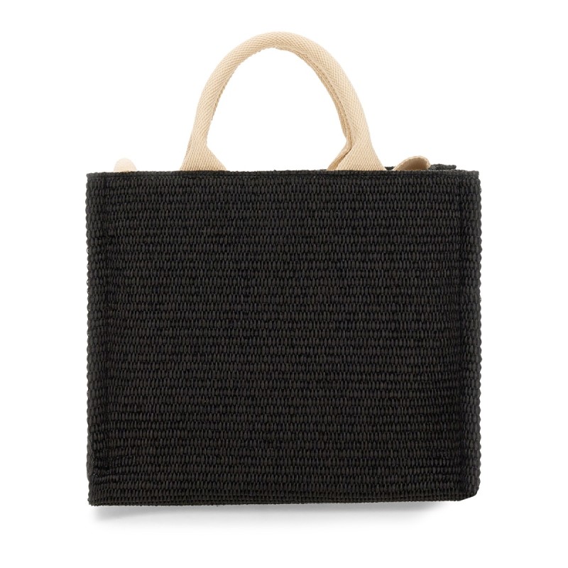 RAFFIA EFFECT FABRIC SMALL TOTE BAG