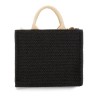 RAFFIA EFFECT FABRIC SMALL TOTE BAG