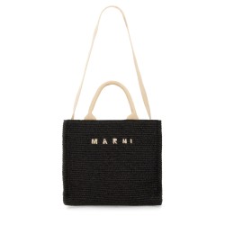 RAFFIA EFFECT FABRIC SMALL TOTE BAG