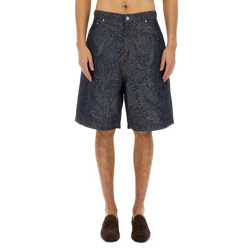 JACQUARD DENIM BERMUDA SHORTS
