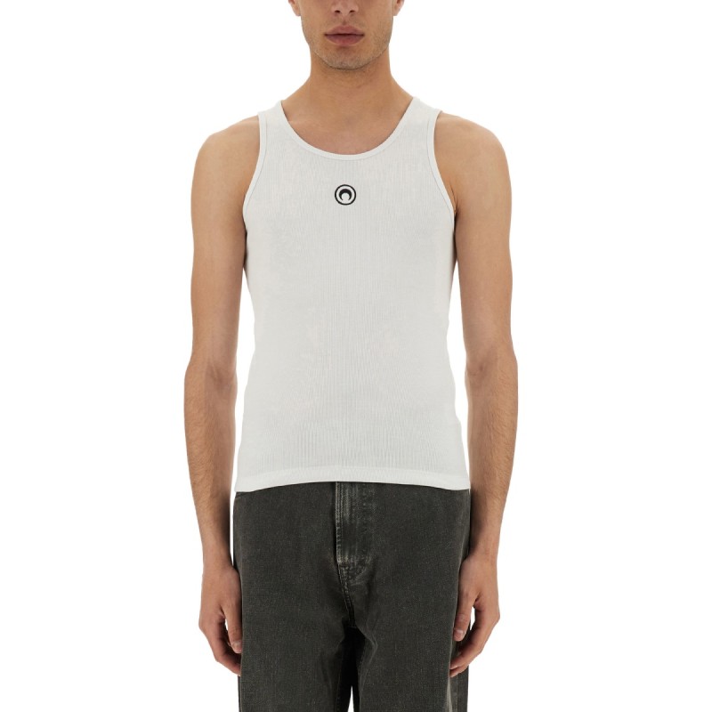 RIBBED TANK TOP WITH MOON LOGO