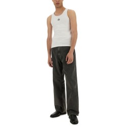 RIBBED TANK TOP WITH MOON LOGO