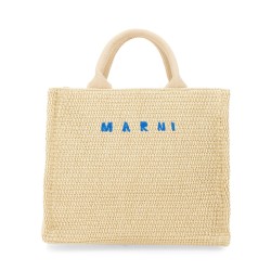 RAFFIA EFFECT FABRIC SMALL TOTE BAG