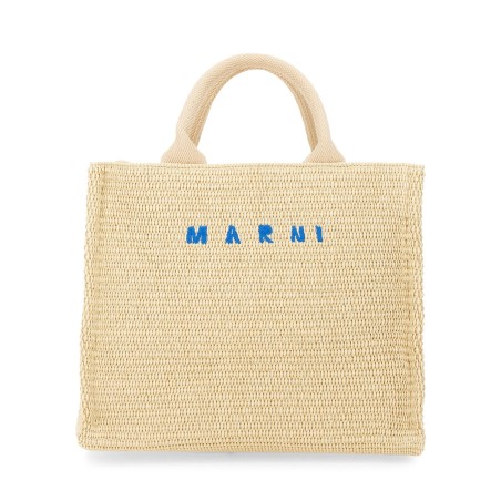 RAFFIA EFFECT FABRIC SMALL TOTE BAG