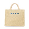 RAFFIA EFFECT FABRIC SMALL TOTE BAG