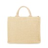 RAFFIA EFFECT FABRIC SMALL TOTE BAG