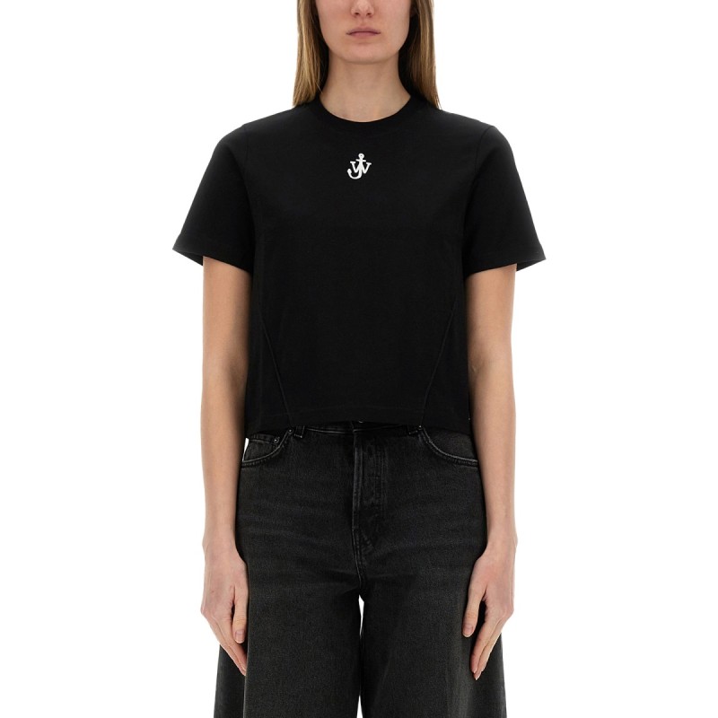 CROPPED T-SHIRT WITH "ANCHOR JWA" LOGO