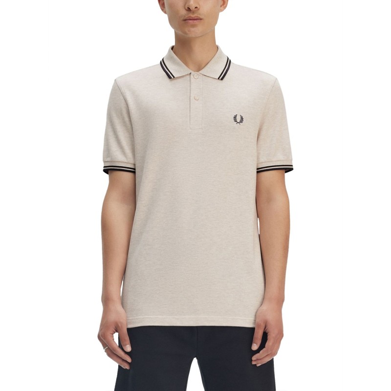 COTTON PIQUE POLO SHIRT WITH DOUBLE STRIPE