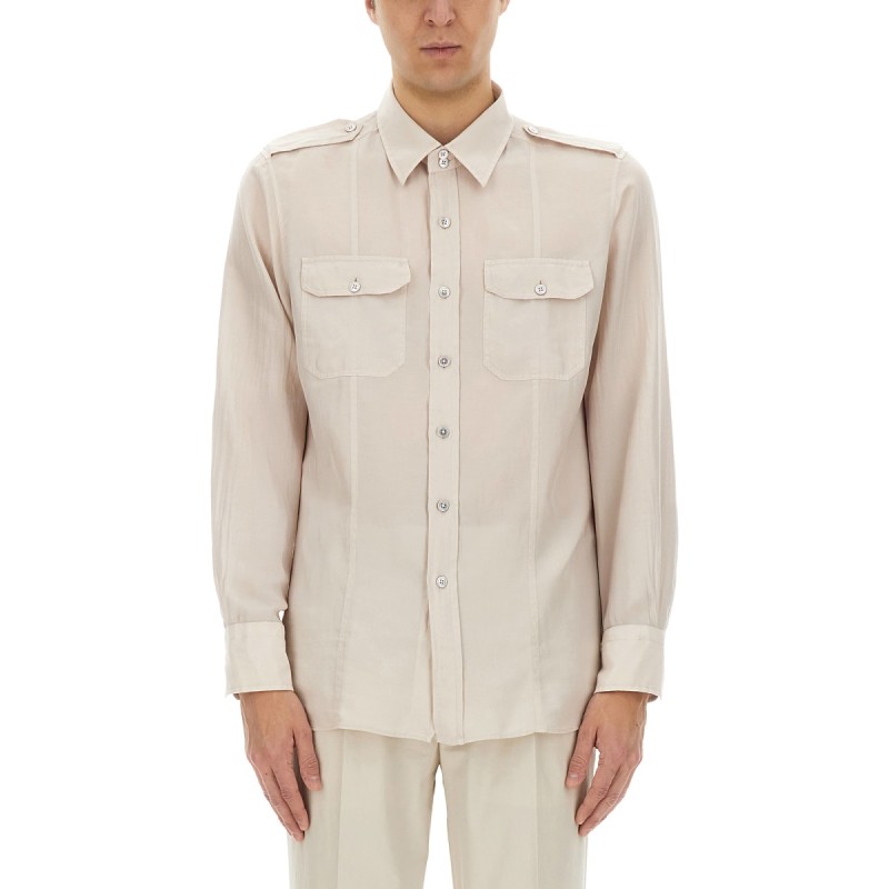 COTTON AND SILK MILITARY SHIRT