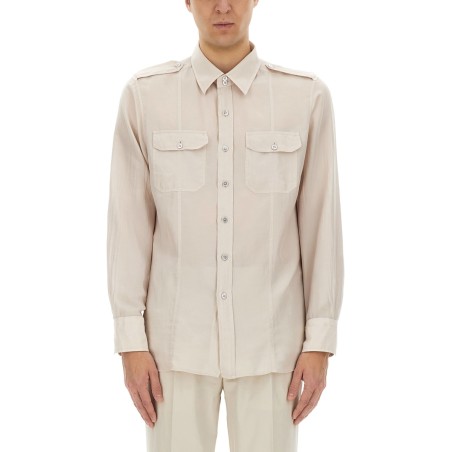 COTTON AND SILK MILITARY SHIRT