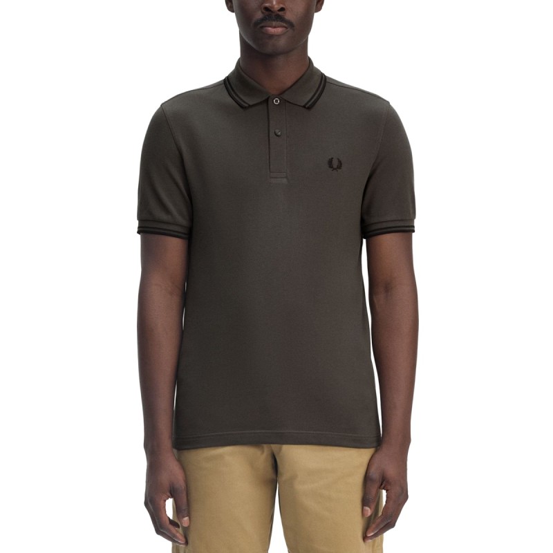 COTTON PIQUE POLO SHIRT WITH DOUBLE STRIPE