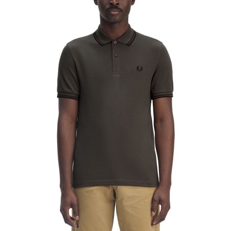 COTTON PIQUE POLO SHIRT WITH DOUBLE STRIPE