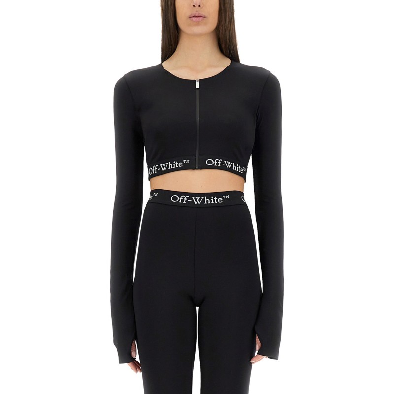 CROPPED TOP WITH LOGOED BAND