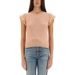 SHORT-SLEEVED WOOL KNIT TOP