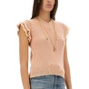 SHORT-SLEEVED WOOL KNIT TOP