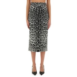 LEOPARD PRINT CHARMEUSE LONGUETTE SKIRT