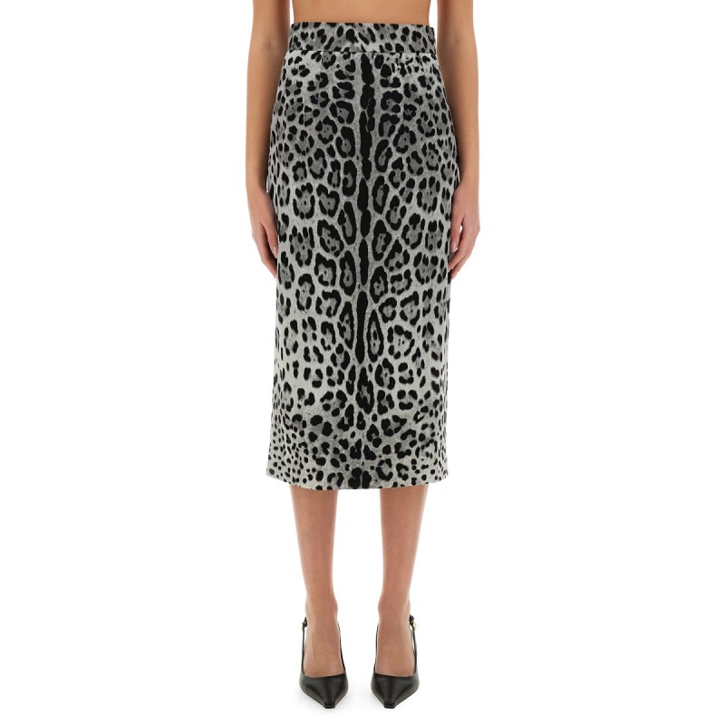 LEOPARD PRINT CHARMEUSE LONGUETTE SKIRT