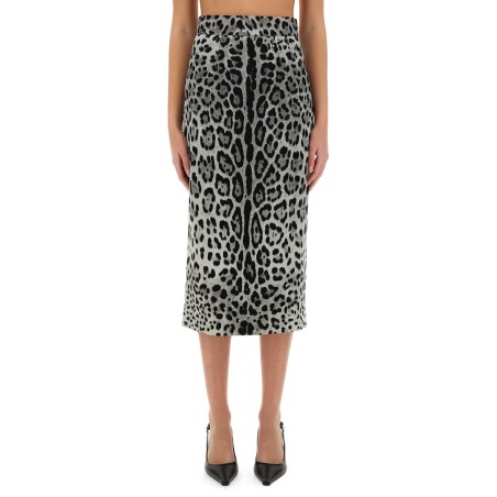 LEOPARD PRINT CHARMEUSE LONGUETTE SKIRT