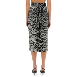 LEOPARD PRINT CHARMEUSE LONGUETTE SKIRT