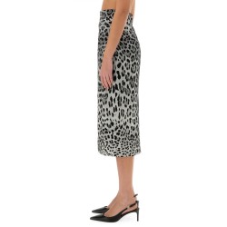LEOPARD PRINT CHARMEUSE LONGUETTE SKIRT