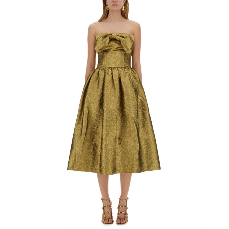 METALLIC JACQUARD MIDI DRESS
