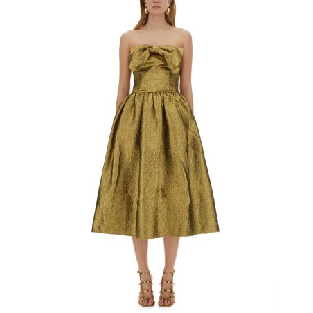 METALLIC JACQUARD MIDI DRESS