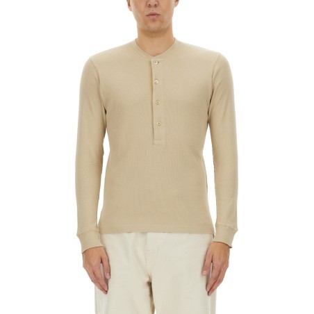 RIBBED "HENLEY" T-SHIRT