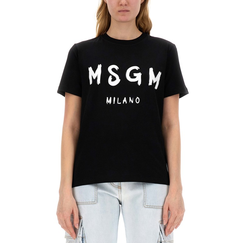 T-SHIRT WITH BRUSHED LOGO