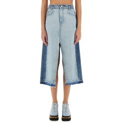 DENIM SKIRT WITH CONTRASTING PANEL