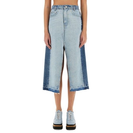 DENIM SKIRT WITH CONTRASTING PANEL