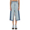 DENIM SKIRT WITH CONTRASTING PANEL