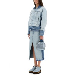 DENIM SKIRT WITH CONTRASTING PANEL