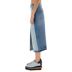 DENIM SKIRT WITH CONTRASTING PANEL