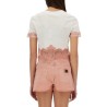 CROPPED JERSEY T-SHIRT WITH LACE INSERTS