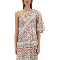 ONE-SHOULDER TOP WITH 3D LAMÉ ZIG ZAGS