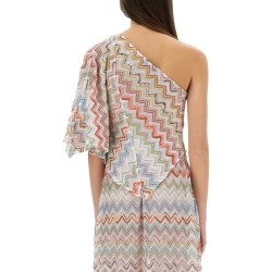 ONE-SHOULDER TOP WITH 3D LAMÉ ZIG ZAGS