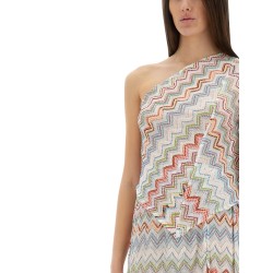 ONE-SHOULDER TOP WITH 3D LAMÉ ZIG ZAGS